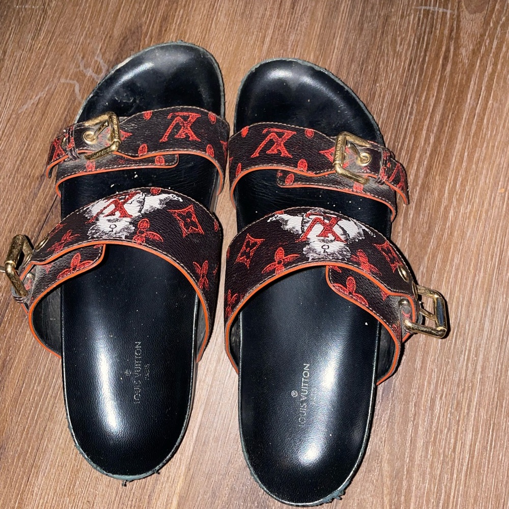 Louis Vuitton Grace Coddington Collab LIMITED EDITION Monogram Slides